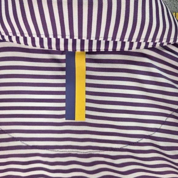 Rhoback Polo Shirt Mens Small Purple White Striped Performance Golf Stretch - Picture 5 of 8
